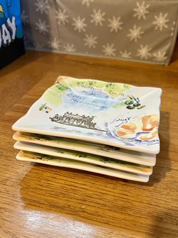 Paris Themed Small Square Plates