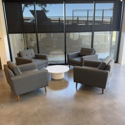Set of 4 Mid-Century Modern Gray Accent Chairs