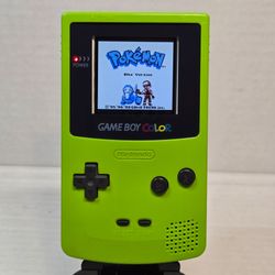 Nintendo Game Boy Color Green IPS Rechargeable + Pokémon Blue