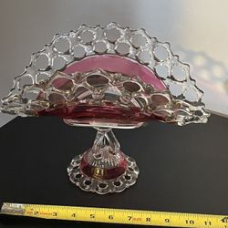 Stunning! Westmoreland Ruby Red "Crystal Lace" Banana Boat. Jupiter 