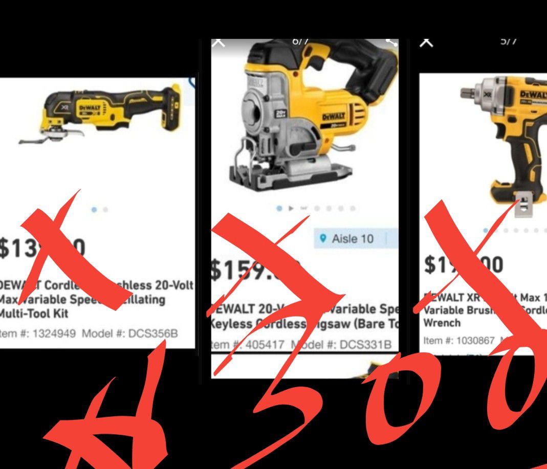 3 NEW DEWALT POWER TOOLS ; 1.JIGSAW 2.WRENCH 3.MULTI-TOOL FOR $290 •TOOL ONLY•