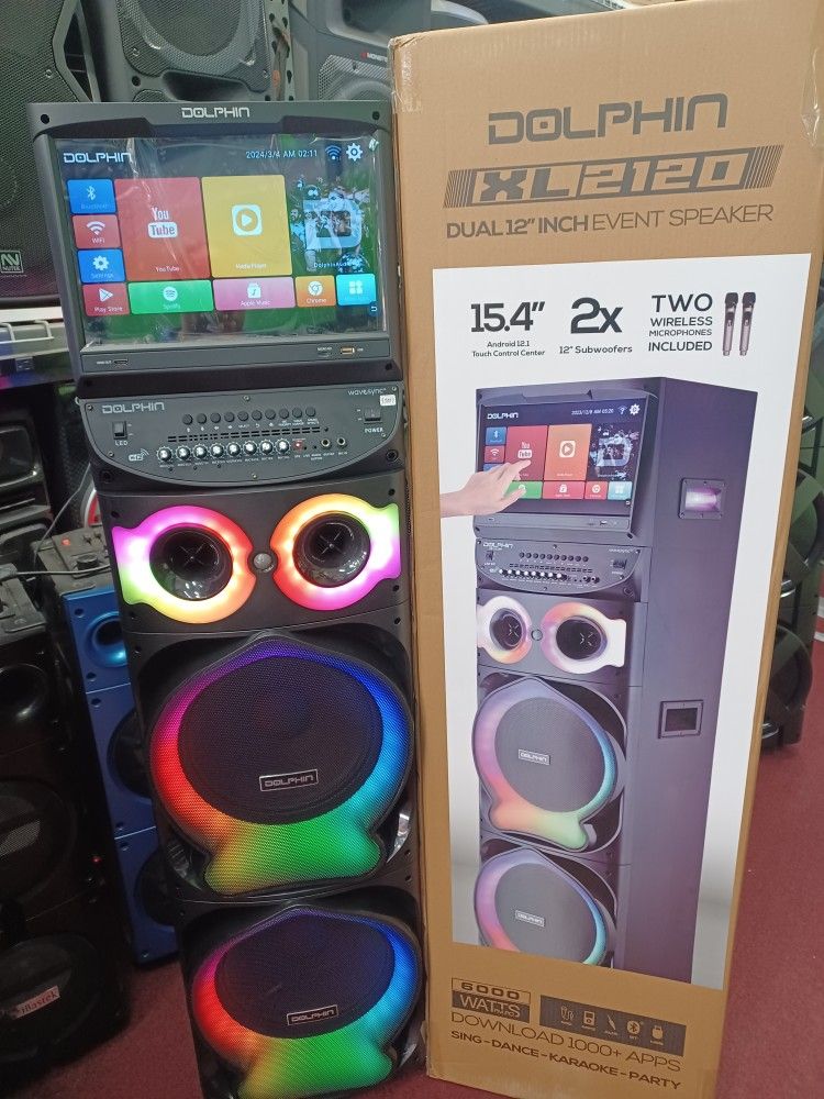 Touch Screen Loud Bluetooth Kareoke Party Speakers. 2 Free Wireless 🎤. Brand New SEALED