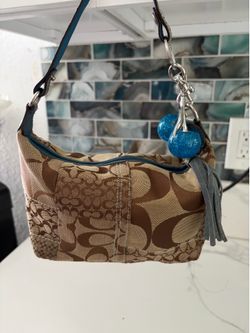 vintage Coach patchwork mini bag Y2K-style canvas monogram pattern