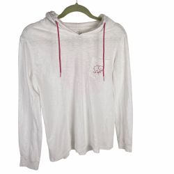 Ivory Ella Women's White Hooded Long-Sleeve T-Shirt Pink Elephant Size M