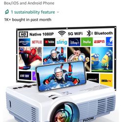 Projector with WiFi and Bluetooth, 5G WiFi Native 1080P 9500L 4K Supported, FUDONI Portable Outdoor Projector with Screen for Home Theater, Compatible