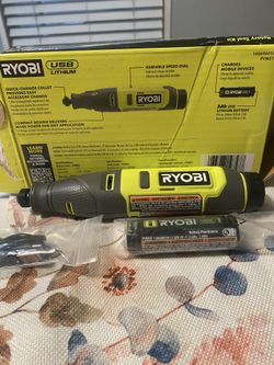 Ryobi USB Lithium Rotary Tool Kit 2.0 Ah USB Lithium Battery & Charging Cable