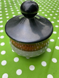 Lidded Ceramic Jar, Measures 6” Tall and 4” Diameter Signed By Artist