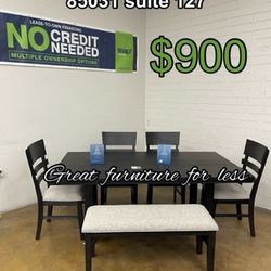 6 PCs Dining Table Set Include4 Chair Bench And Table Brand New 