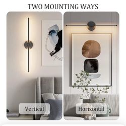 Coinmit Black Wall Sconce for Bathroom 28In Hardwired Vanity Light Fixture 3000K Indoor Bathroom Sconce Over Mirror 360° Rotate for Living Room