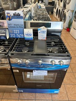 New Samsung 5 Burner Gas Range Stainless Steel