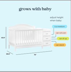 White Crib with Changing and extra storage