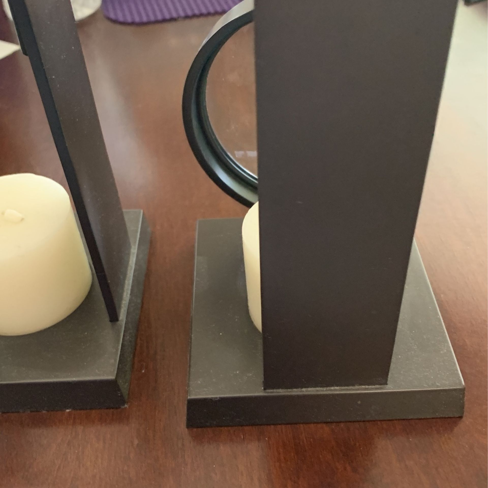 2 Decorative Candle Holders W Magnified Glass