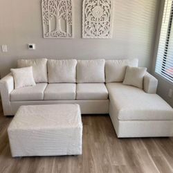 Brand New Cream Sectionals With Free Ottoman