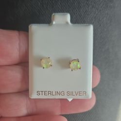 GENUINE STERLING SILVER OPAL EARRINGS
