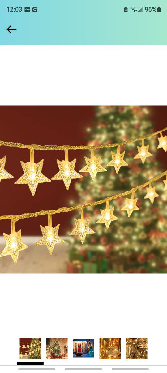 100 LED 32.8ft Star String Lights, Christmas Lights Battery Operated, Fairy Star Twinkle Lights for Bedroom Wall Indoor Outdoor Wedding Party Christma