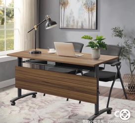 New in the box /61 Inch Portable Meeting Table, Quick-Fold Flip-Top & Heavy-Duty Scratch-Resistant Laminate,Walunt