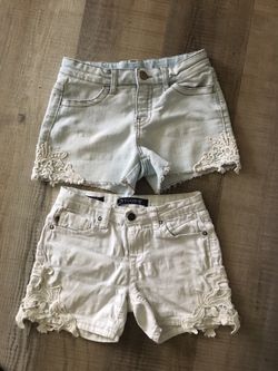 Girls size 10 denim shorts with lace trim