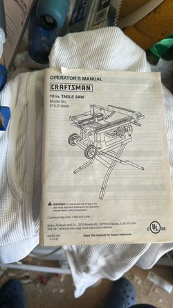 Craftsman 10 inch portable Table Saw