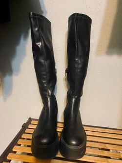 Steve Madden Black Knee-High Platform Boots