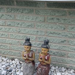 Handmade Asian Wooden Lady Decorations 