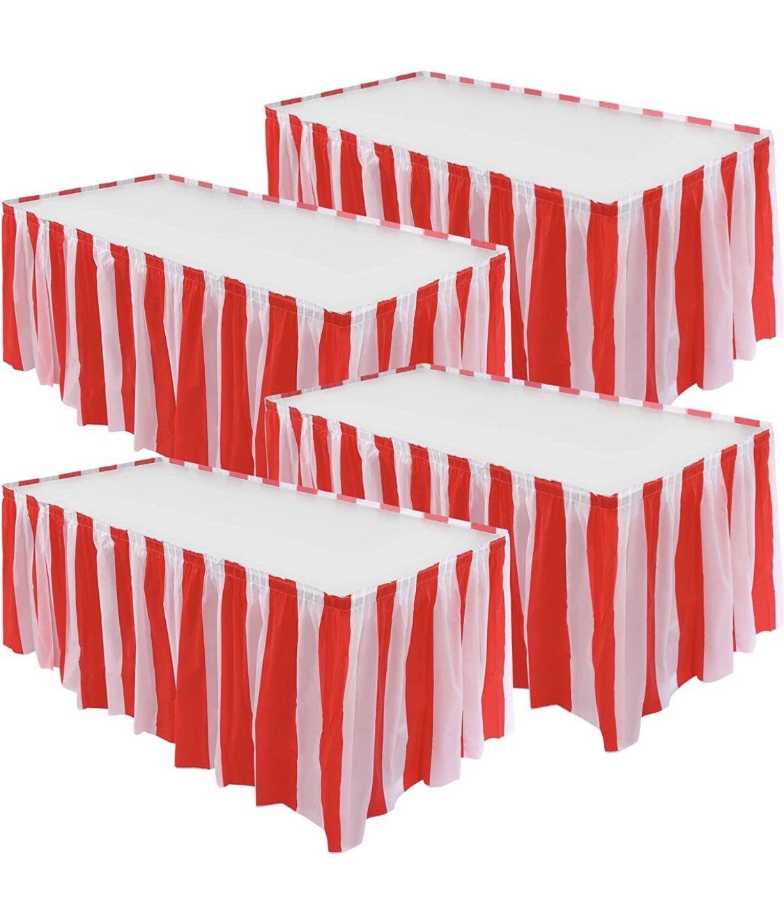 Circus Fair Carnival Party Red & White Tablecloth 4-pack