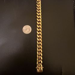 15mm 8” Cuban Bracelet-18k Gold Vermeil over Sterling Silver 