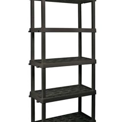 Black plastic garage shelf shelving unit 5 shelves - NEW