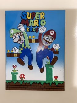 Super Mario on sale bros hand painted canvas