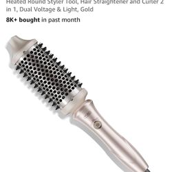 TYMO 2.0 Thermal Brush Curling Brush - STYLUX 1.7" Blowout Volumizer with Flexi-Fit for Hair Straightening, Heated Round Styler Tool, Hair Straightene