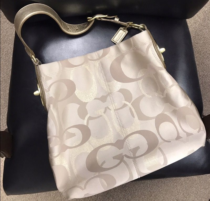 Coach Penelope Optic Metallic Gold Hobo Shimmer Lurex w/ Turnlock
