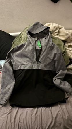 Gray and Black Pullover Anorak Jacket by DIP