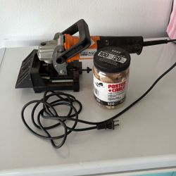 Biscuit Joiner With Jar Of Plate Jointing Biscuits