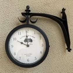 Double Sided 9” Inch Metal Subway Station Vintage Style Wall Clock- Rare!