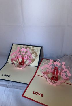 LOVE heart pop-up cut-out greeting card set w/ envelope