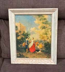 Pre Owned Vintage LITHOGRAPH PRINT A WALK IN THE PARK BY NOTBERT GRUND FRAMED