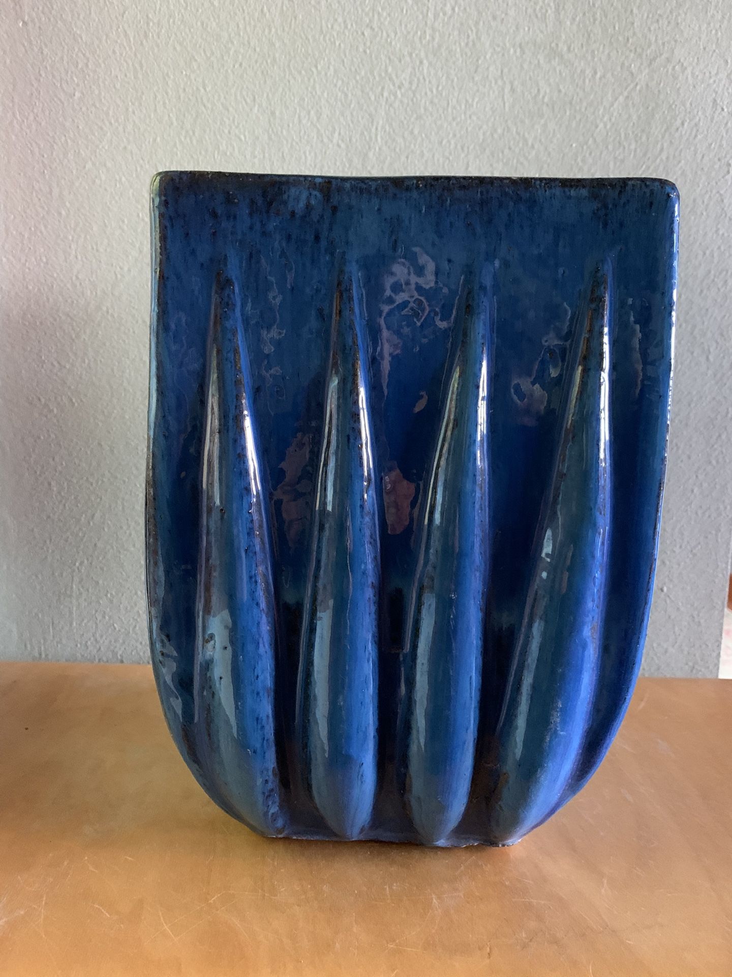 2 Blue Ceramic Pots