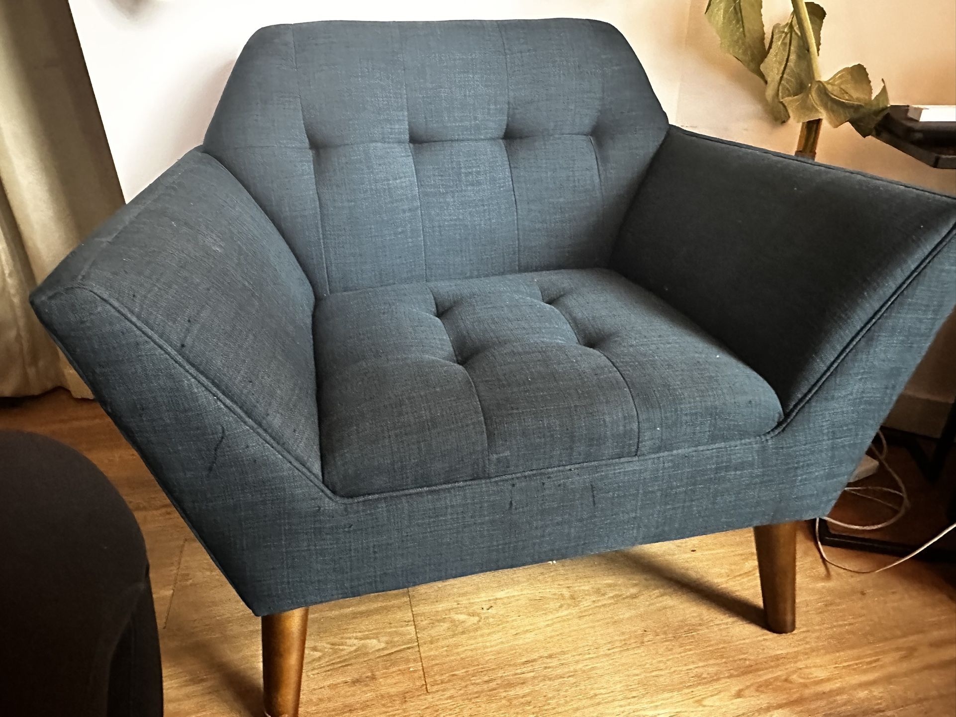 Blue Tufted Arm Chair