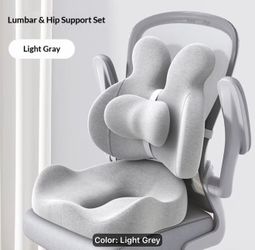 New Light Gray Dual Lumbar and Seat Cushion Set