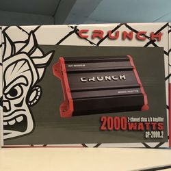 Crunch Amplifier For Bass 2000 Watts 2 Channel Brand New 
