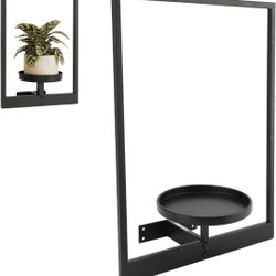 Picture Frame Wall Plant Holder, Metal Frame Floating Hanging Shelves, Hanging Plant Shelf Modern Home Decor for Living Room Balcony Garden Patio