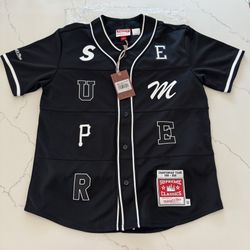 SUPREME MITCHELL & NESS PATCHWORK BASEBALL JERSEY Sz SMALL DS