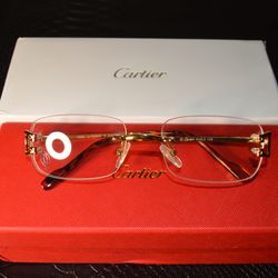 Cartier Glasses Clear Lens Gold Frame