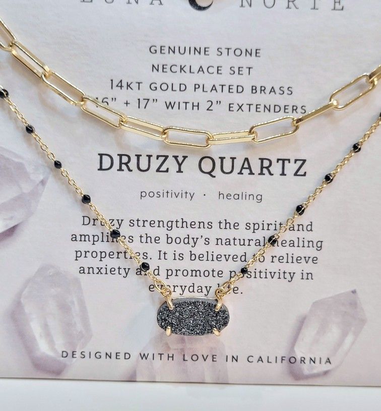 SHIPPING ONLY: New Luna Norte Black Druzy Quartz Necklace Set