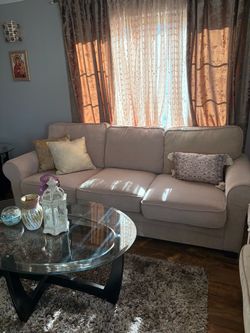 3 piece sofa with side tables and coffee table