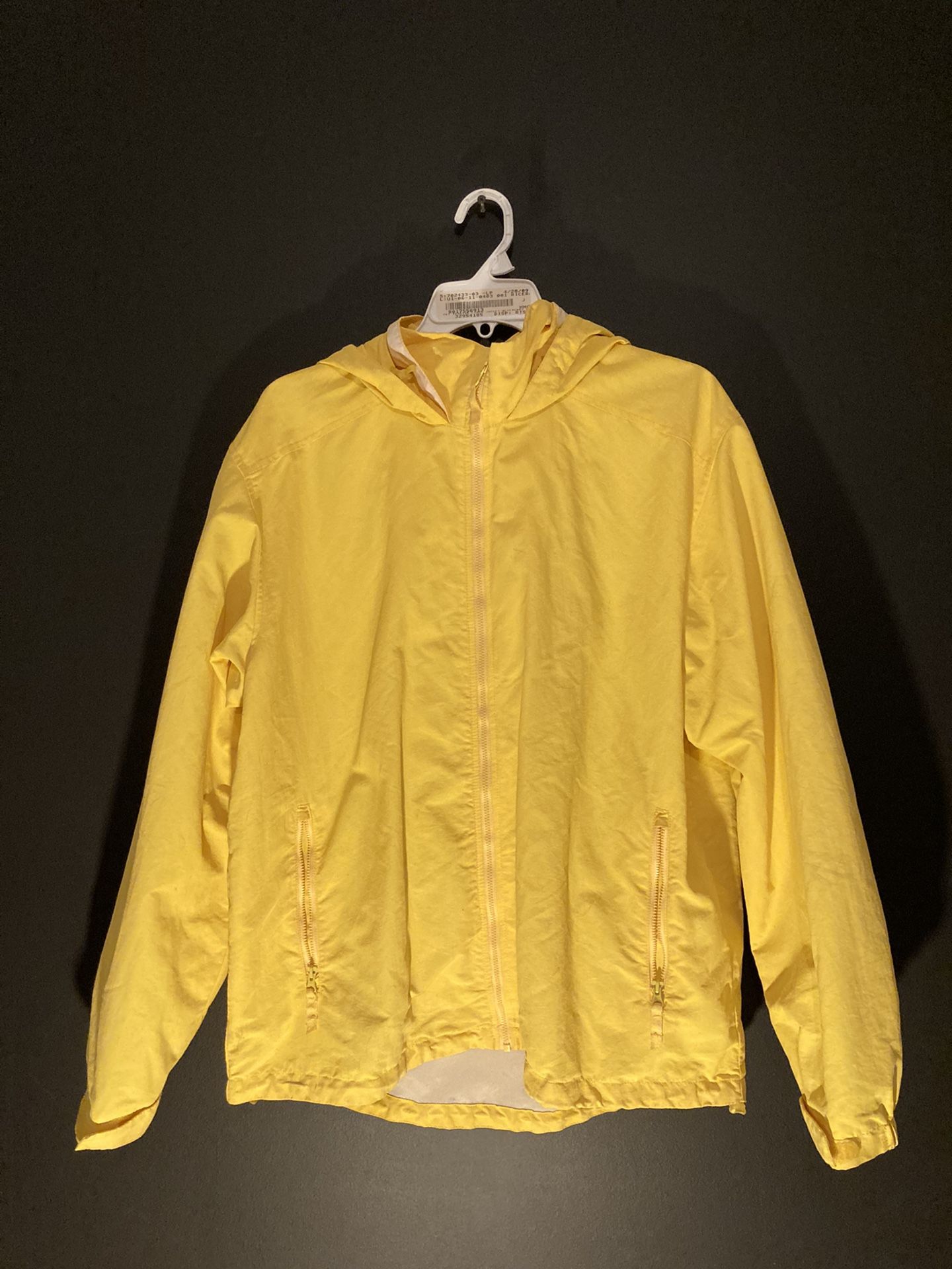 Vintage Lands End Rain Jacket Yellow Mesh Lined Packable Mens Large