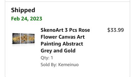 3 Piece Gold And Grey Wall Art