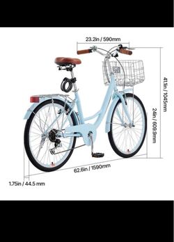 24-Inch City Cruiser Bike Light Blue
