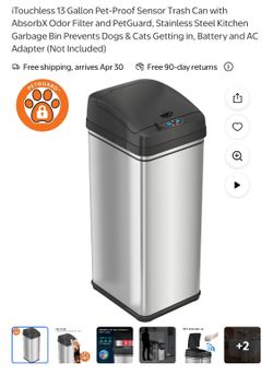 (2) iTouchless 13 Gallon Trash Bins $40 Each