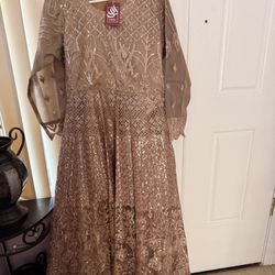 Gorgeous Long Pakistani Suit Light Brown for Eid 