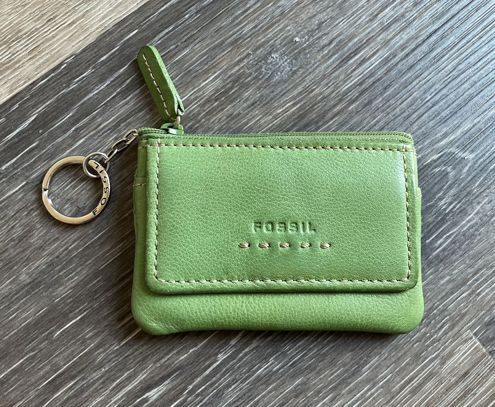 Fossil Mini Leather Wallet Coin Purse Keychain